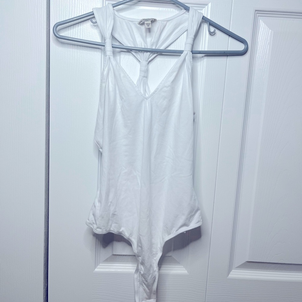 GUESS Women's Top Small Tank Bodysuit Twist Strap V Neck